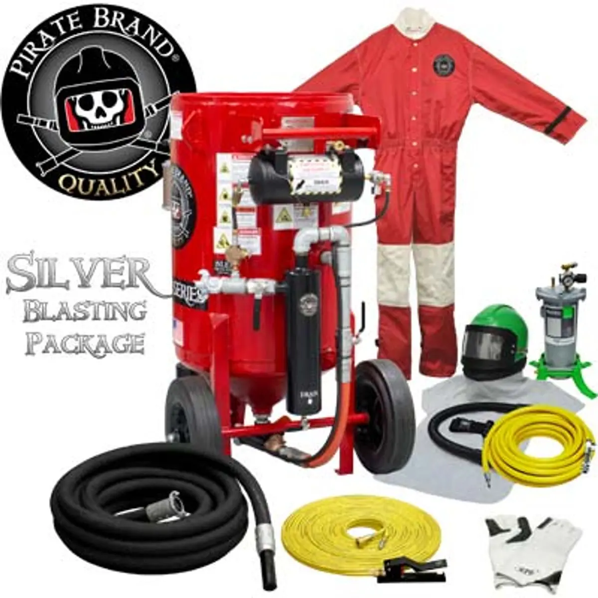 Pirate Brand, K-Series, 6.5 Cu Ft., Silver Blasting Package - Blast Pot, Portable, Pressure Hold System, Pneumatic Controls W/ Mpv Metering Valve 1