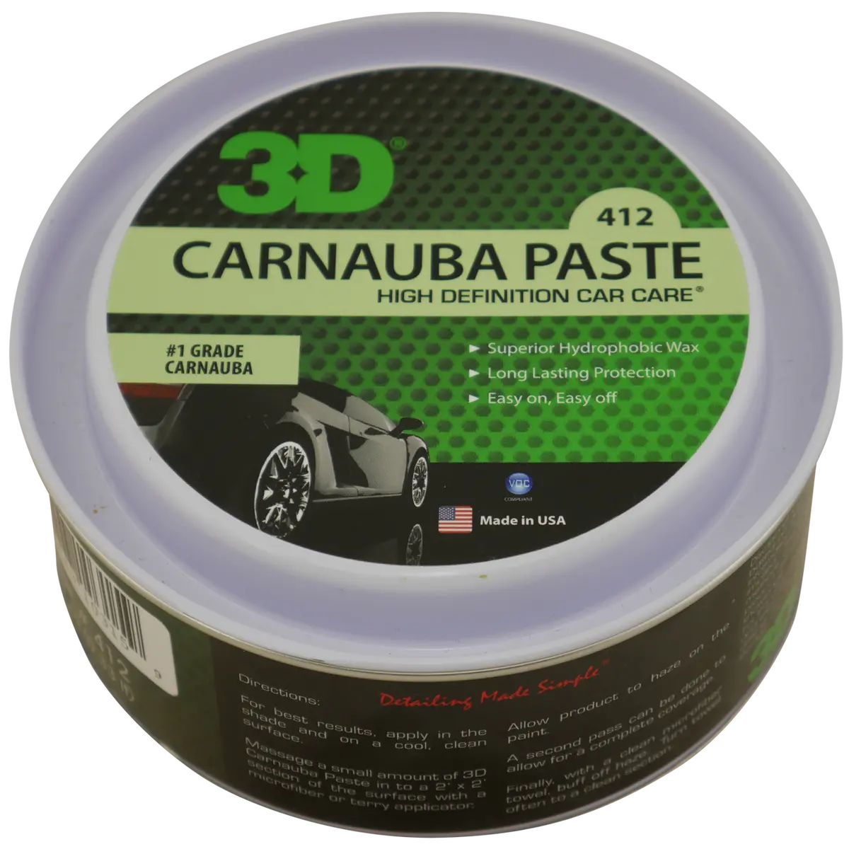 3D Carnauba Paste Wax 14Oz 1