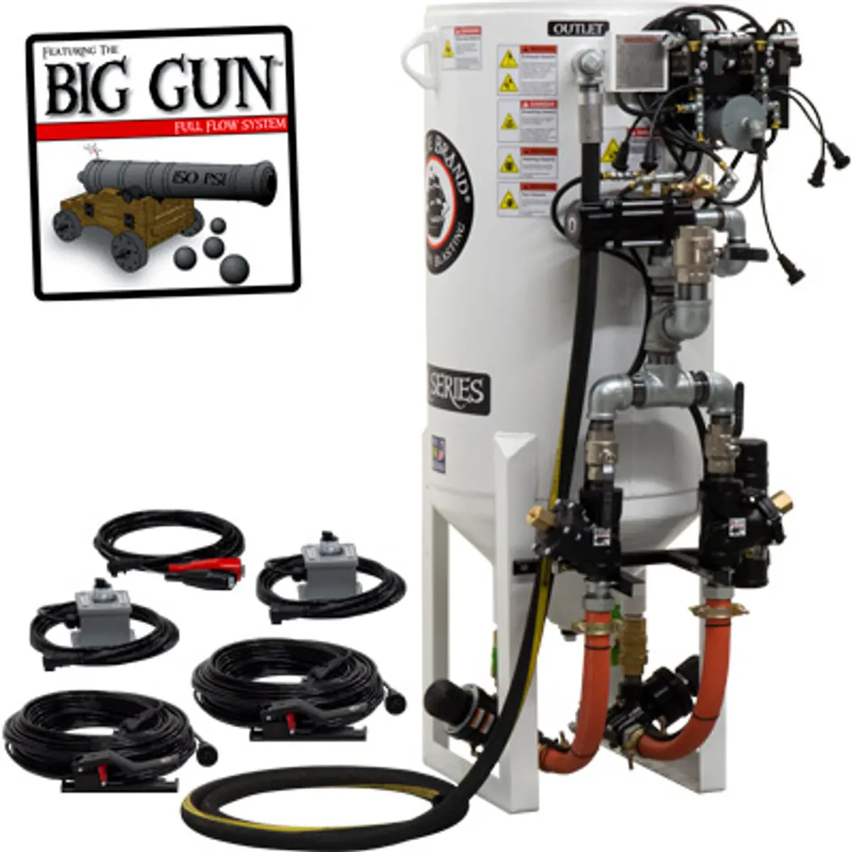 Pirate Brand, S-Series - 10 Cu Ft., Double Outlet, W/ Abrasive Cut-Off (Wall Mounted) - Blast Pot, Stationary, Pressure Release System, 12Vdc Electric Controls 1