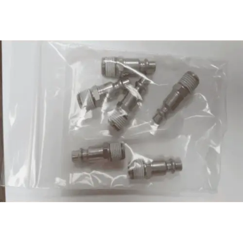 6 Industrial Standard Flow Disconnect Stems - Male - Heavy Duty (Silver) 1
