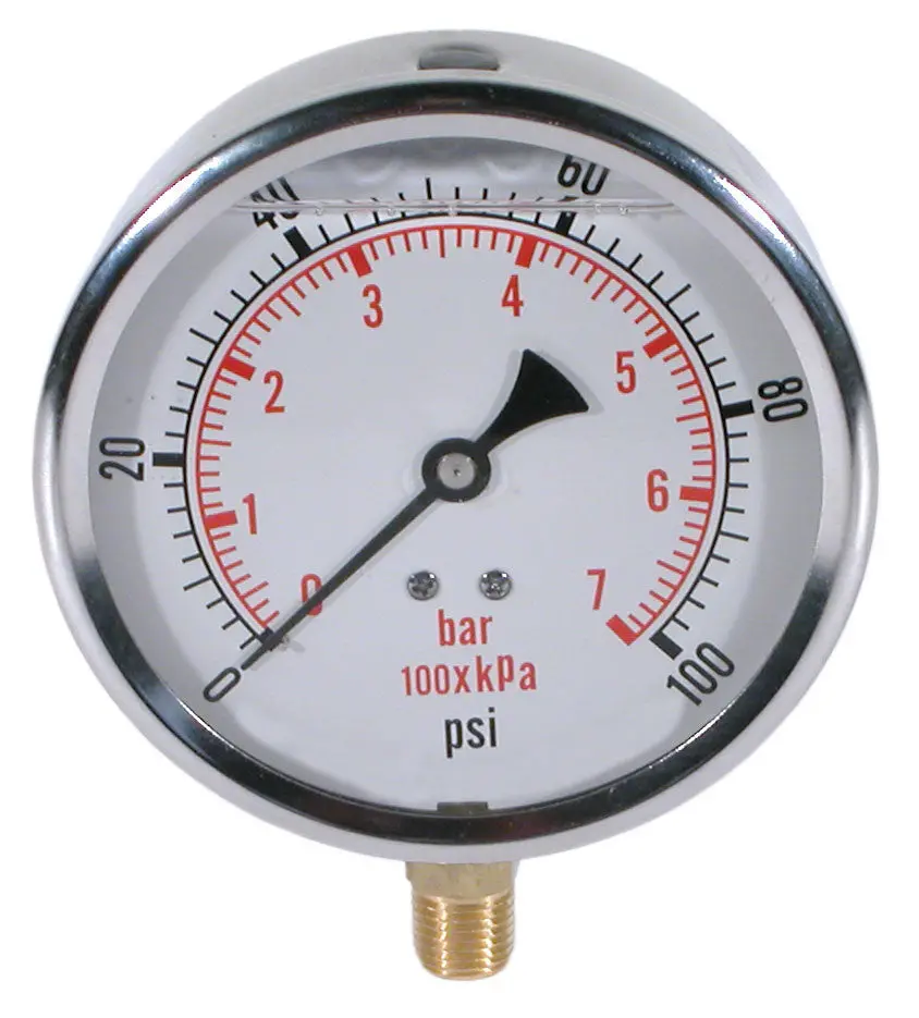 Pressure Gauge 100Psi 4" Glycerin 1
