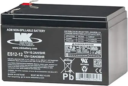 Mk 12V 12Ah Sealed Lead Acid Battery For Power Chairs And Mobility Scooters | Es12-12 1