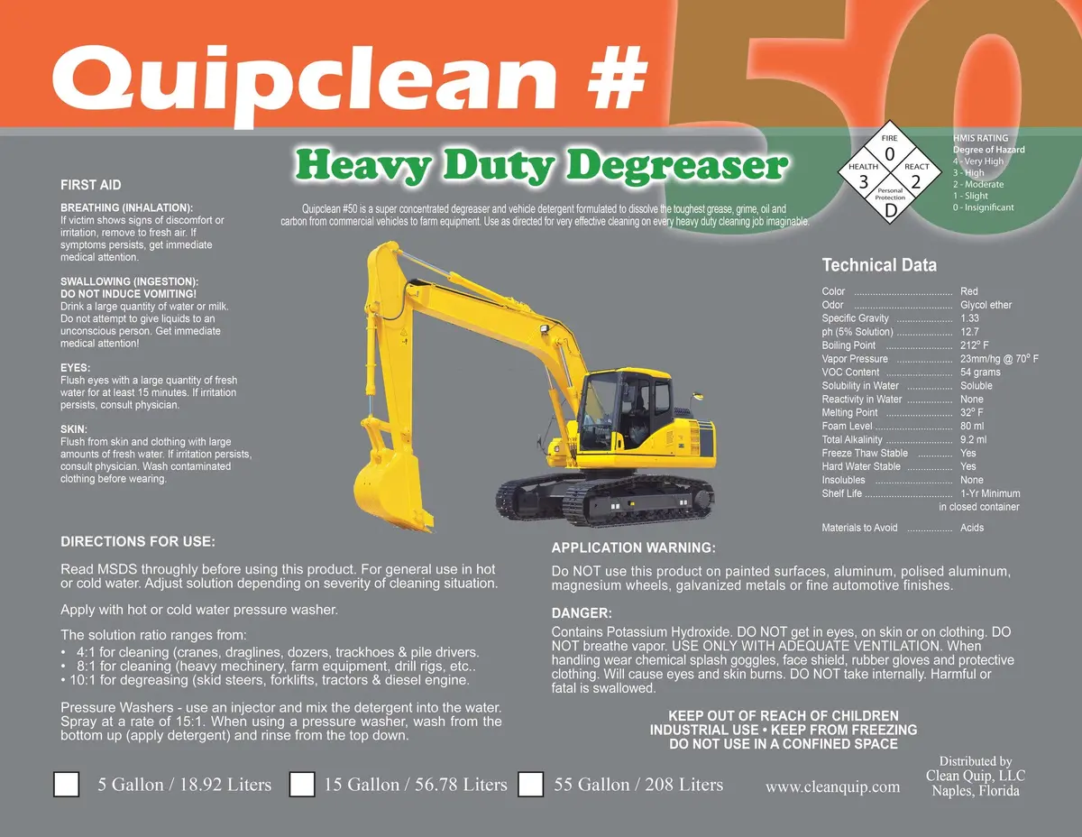 Quipclean 50 - Heavy Duty Degreaser 5 Gallon 1