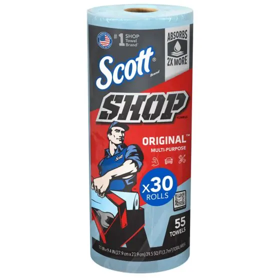 Scott® 75130 Blue Paper Shop Towel Roll, 30 Rolls, 55 Sheets Each 1