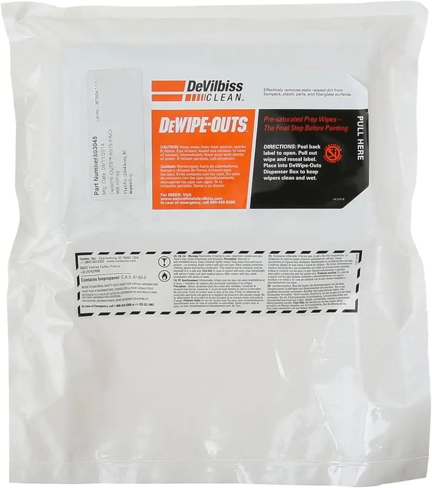 Devilbiss Dewipe-Outs™ Pre-Saturated Prep Wipe 1