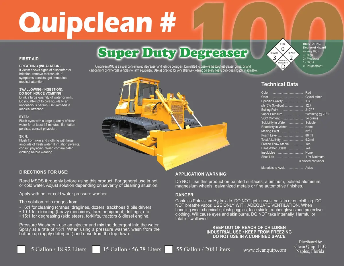 Quipclean 100 - Super Duty Degreaser 55 Gallon 1
