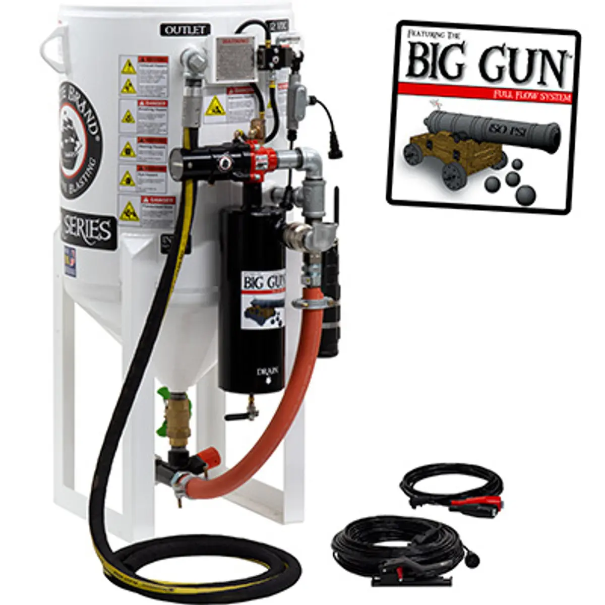 Pirate Brand, S-Series - 6.5 Cu Ft., Single Outlet, Standard Model - Blast Pot, Stationary, Pressure Release System, 12Vdc Electric Controls 1
