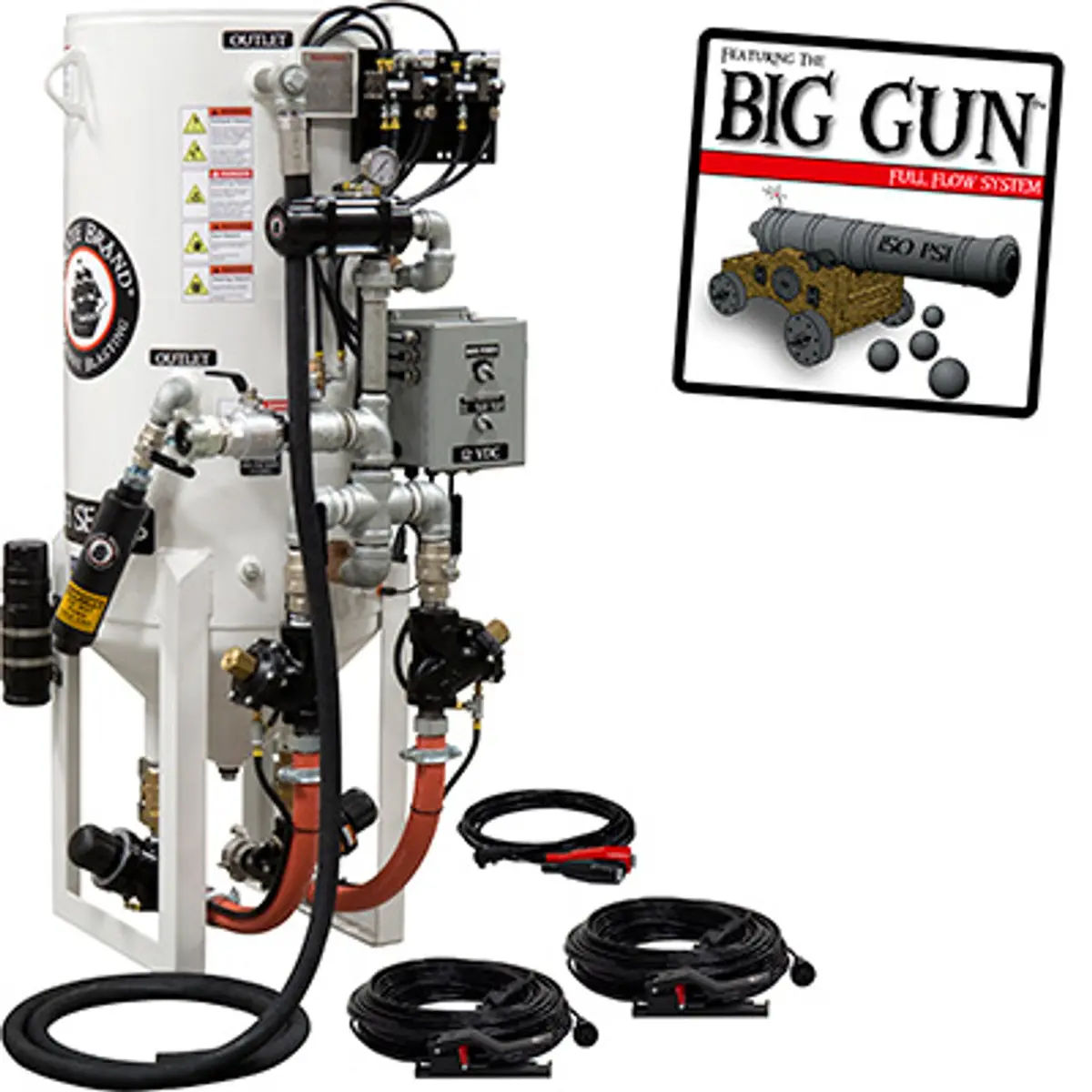 Pirate Brand, S-Series, Dual-Chamber Series - 8 Cu Ft., Double Outlet, Standard Model - Blast Pot, Stationary, 12Vdc Electric Controls 1