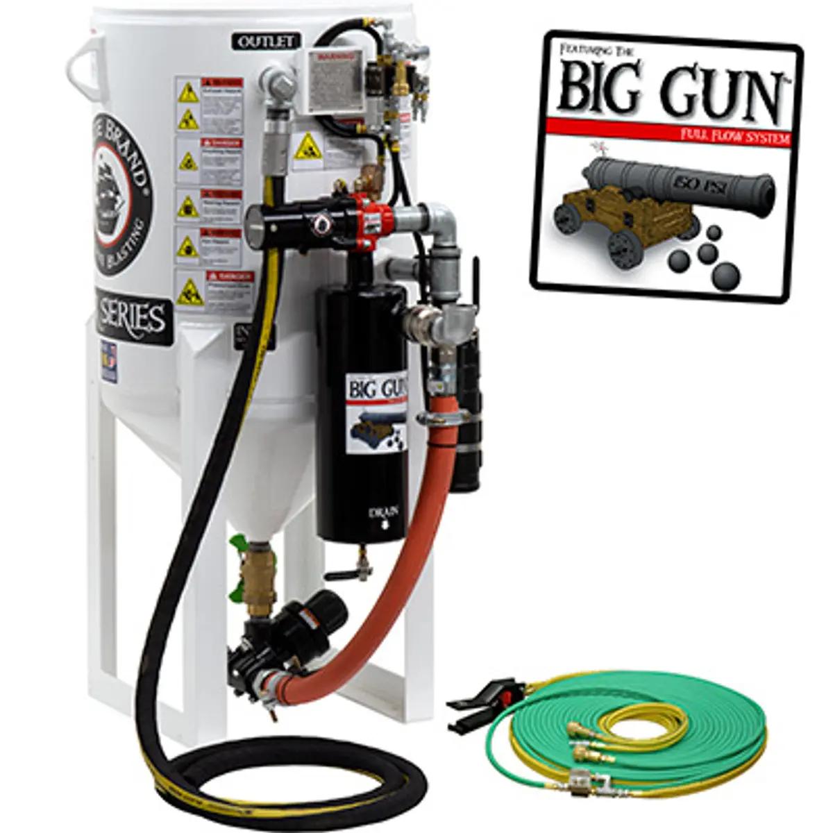 Pirate Brand, S-Series - 6.5 Cu Ft., Single Outlet W/ Abrasive Cut-Off (Hose Mounted) - Blast Pot, Stationary, Pressure Release System, Pneumatic Controls 1