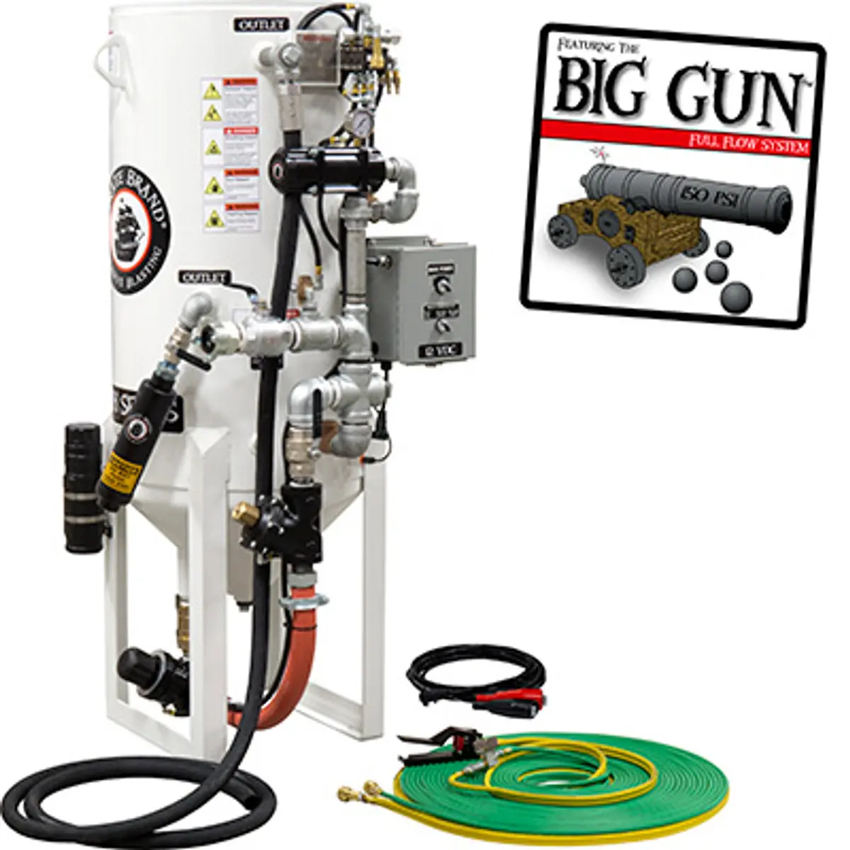 Pirate Brand, S-Series, Dual-Chamber Series - 8 Cu Ft., Single Outlet W/ Abrasive Cut-Off (Hose Mounted) - Blast Pot, Stationary, Pneumatic Controls 1