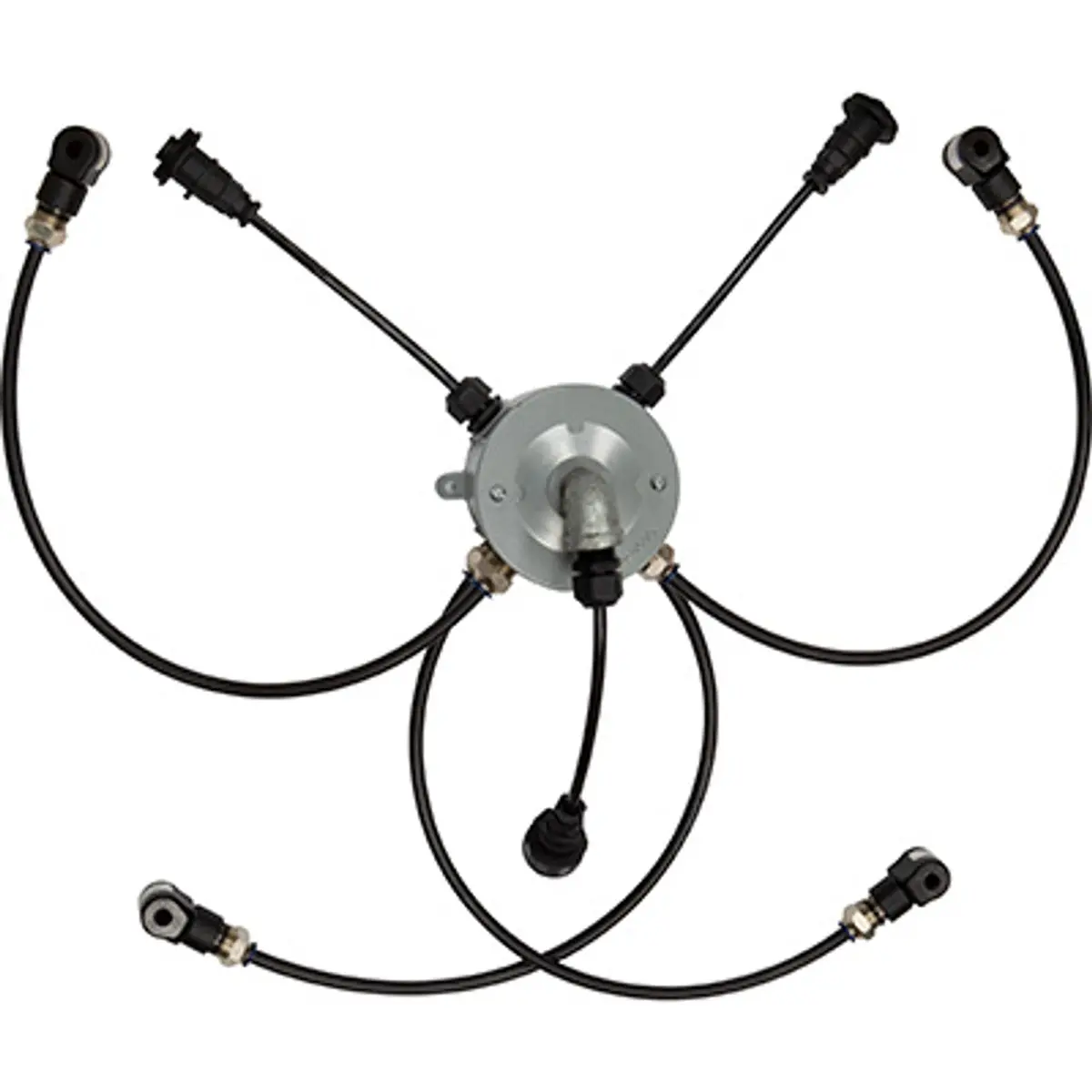 Pirate Brand - Schmidt Mfg Style, Junction Box Abrasive Cutoff Assembly, Small & Bulk Blasters, 12Vdc Aco On Cord W/ Sealed Waterproof Connectors, (2) Outlet 1