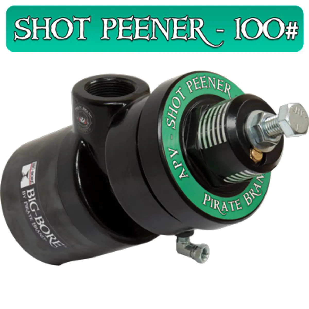 Pirate Brand - Apv Big-Bore™ Shot-Peener-100#, Straight-Down Metering Valve W/ Tungsten Carbide Sleeve & Seat (Pipe Nipple Not Included) 1