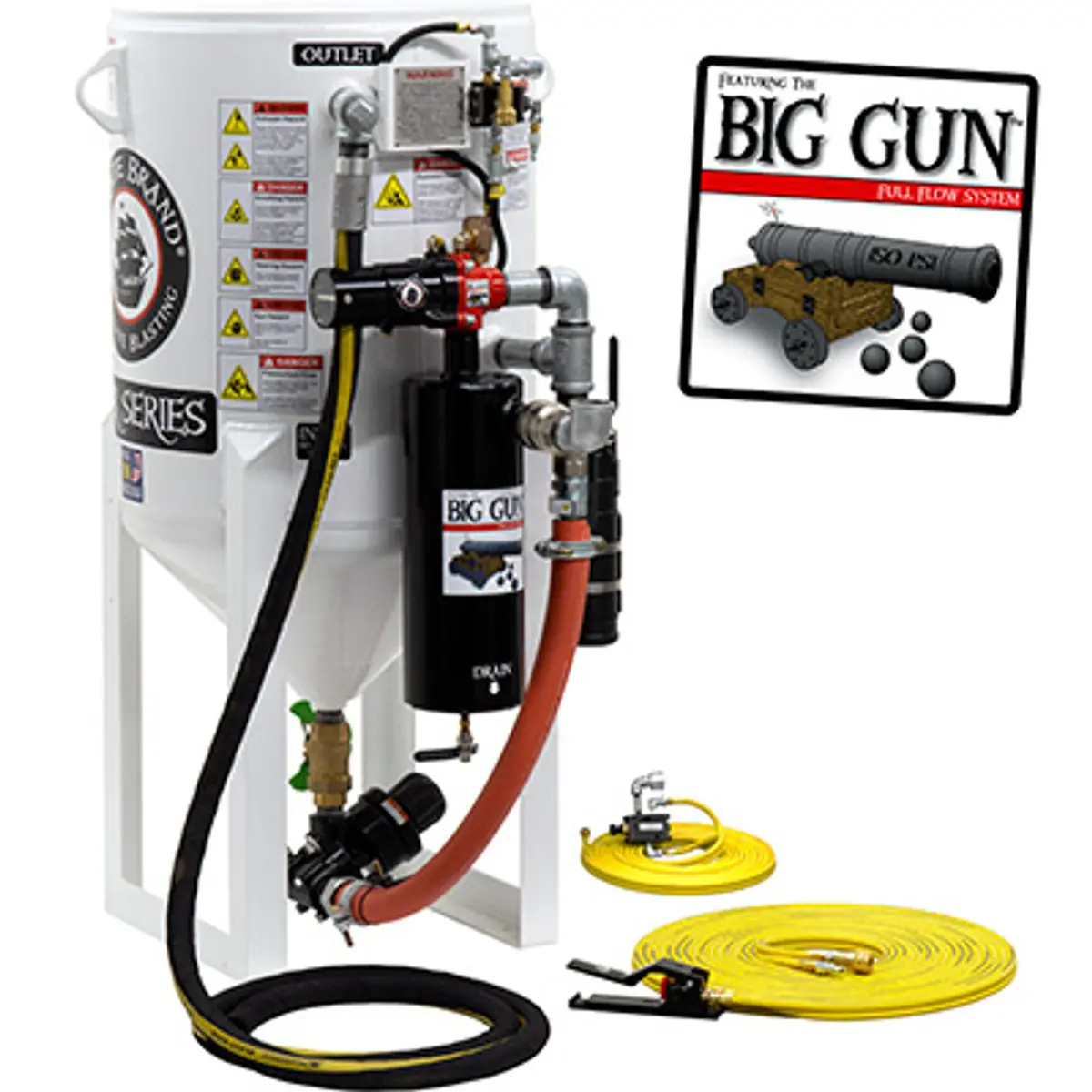 Pirate Brand, S-Series - 6.5 Cu Ft., Single Outlet W/ Abrasive Cut-Off (Wall Mounted) - Blast Pot, Stationary, Pressure Release System, Pneumatic Controls 1