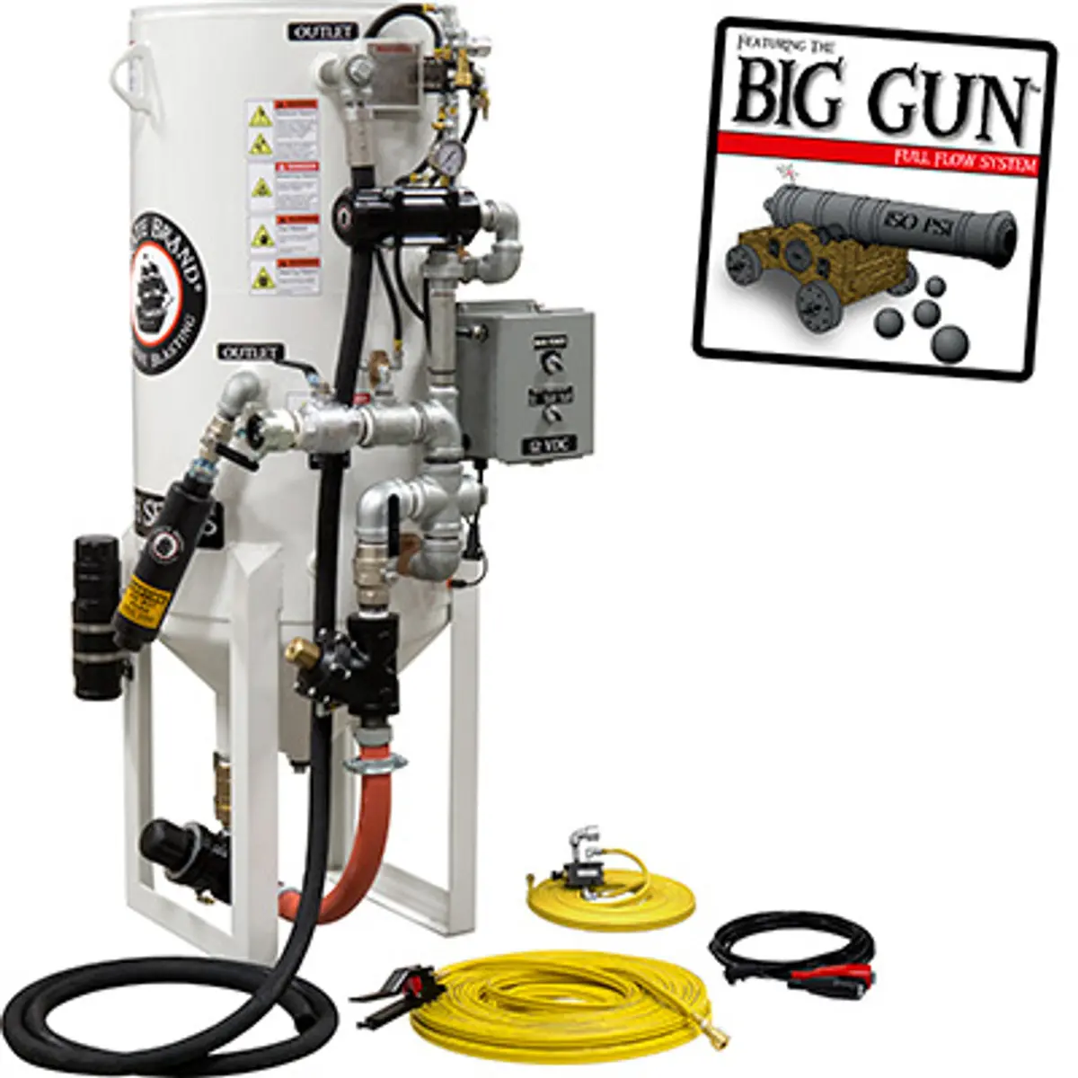 Pirate Brand, S-Series, Dual-Chamber Series - 8 Cu Ft., Single Outlet W/ Abrasive Cut-Off (Wall Mounted) - Blast Pot, Stationary, Pneumatic Controls 1