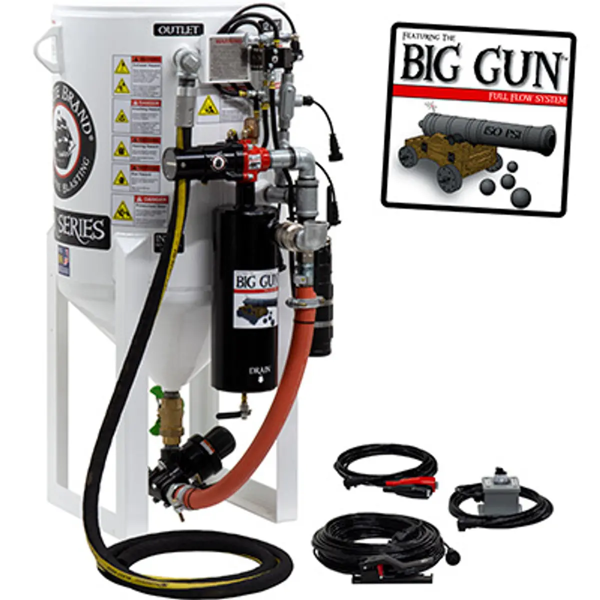 Pirate Brand, S-Series - 6.5 Cu Ft., Single Outlet W/ Abrasive Cut-Off (Wall Mounted) - Blast Pot, Stationary, Pressure Release System, 12Vdc Electric Controls 1