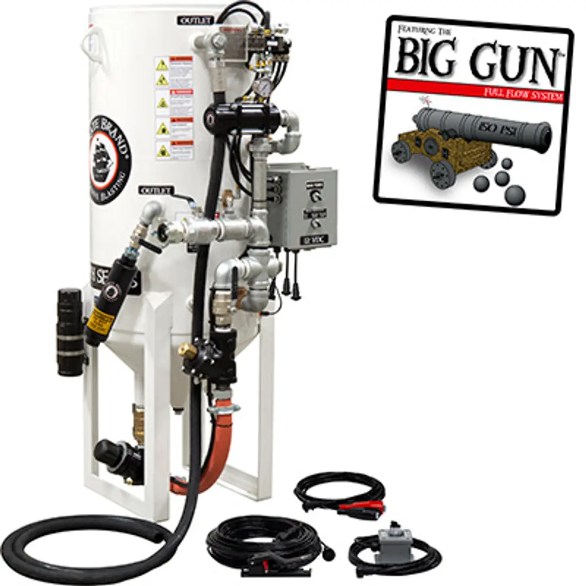 Pirate Brand, S-Series, Dual-Chamber Series - 8 Cu Ft., Single Outlet W/ Abrasive Cut-Off (Wall Mounted) - Blast Pot, Stationary, 12Vdc Electric Controls 1