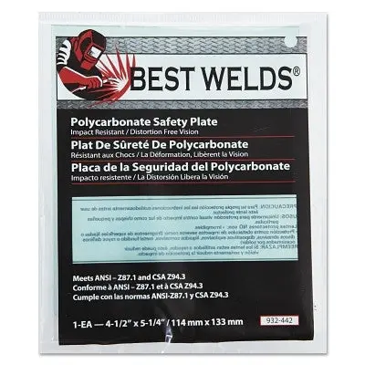 Best Welds Safety Plate, 4-1/2 In X 5-1/4 In, Polycarbonate, Clear (1 Ea / Ea) 1