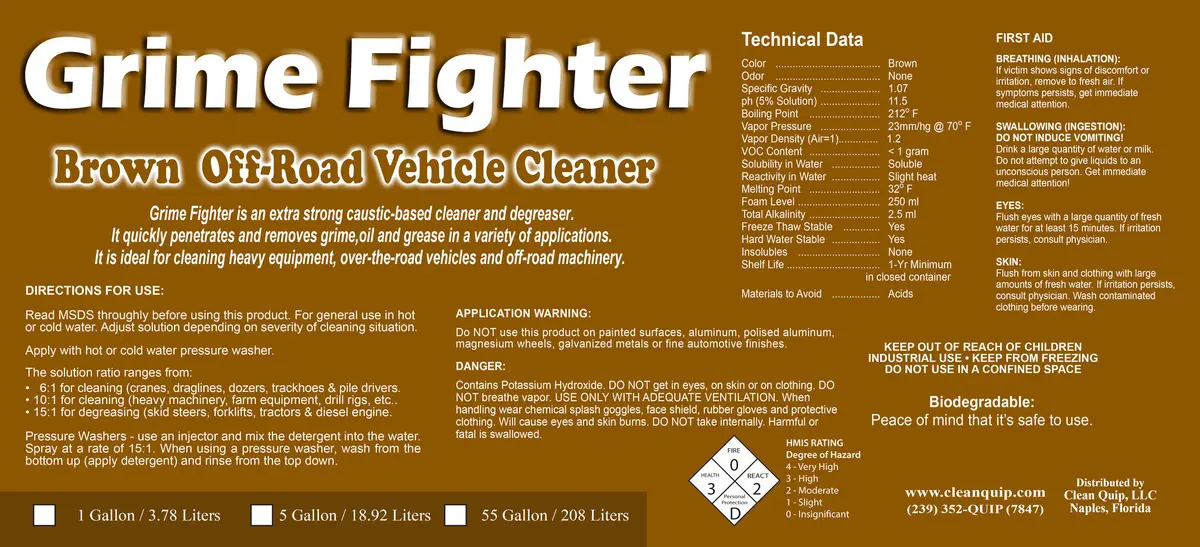 Grime Fighter Cleaner Degreaser 5 Gallon 1