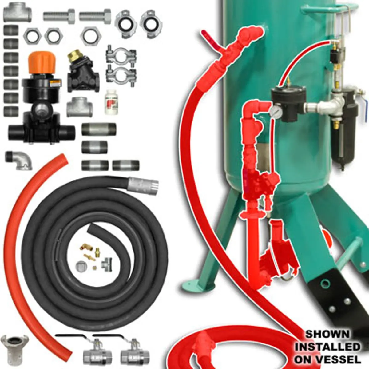 Pirate Brand - Zero Style Blast Cabinet Conversion Kit, Apv-Urethane Sleeve Manual Blowdown Pneumatic 1" (Pressure Hold) 1