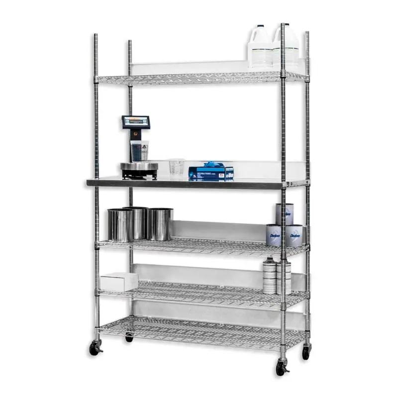 Dedoes Seville Storage Rack With Work Shelf Add On Assembly And Five Shelf Back Stops 1