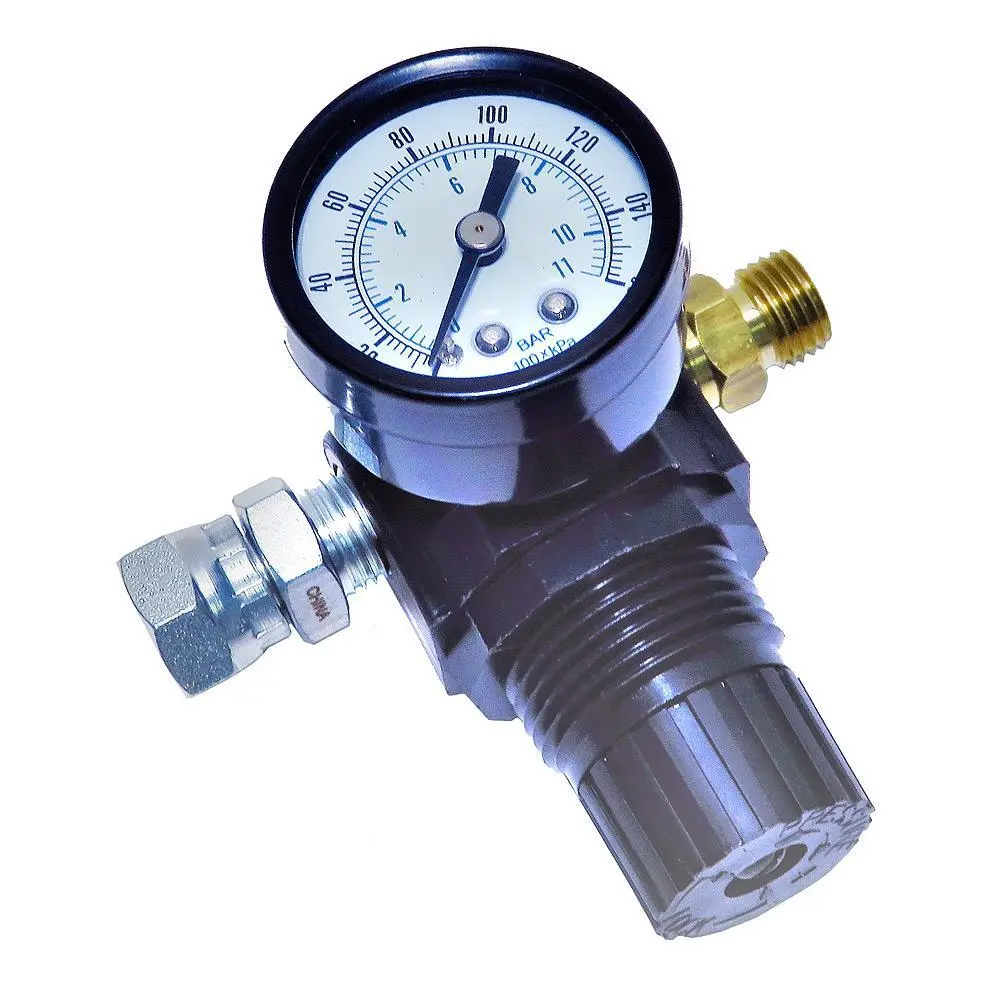 Diaphragm Air Regulator & Gauge (Glass) For Conventional Air Spray Or Hvlp Spray Guns (0-60 Psi) 1