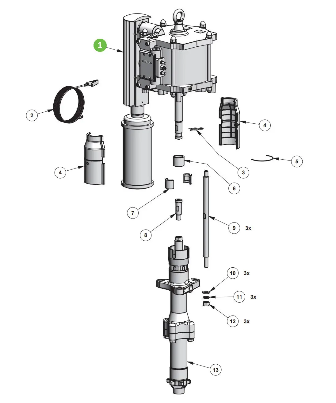 Binks Ax260l Air Motor Assembly (Qd, 7 Bar) 1