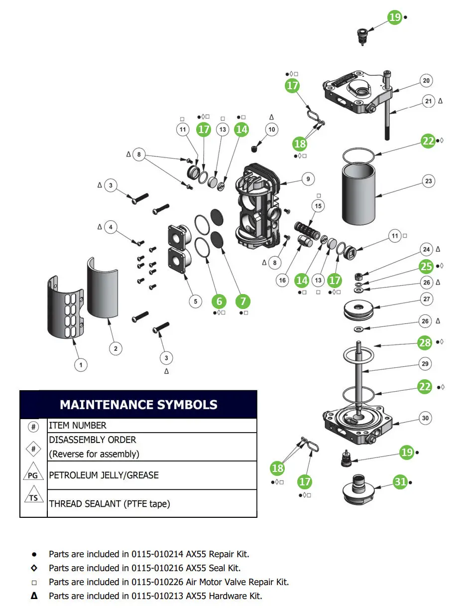 Binks 0115-010214 Ax55 Repair Kit 1