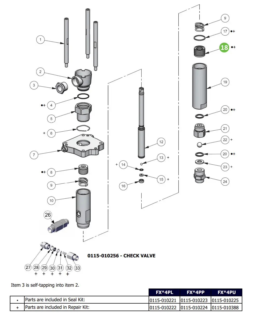 Binks Fx4 Fluid Section Lower Packing Set (Ptfe Options) 1