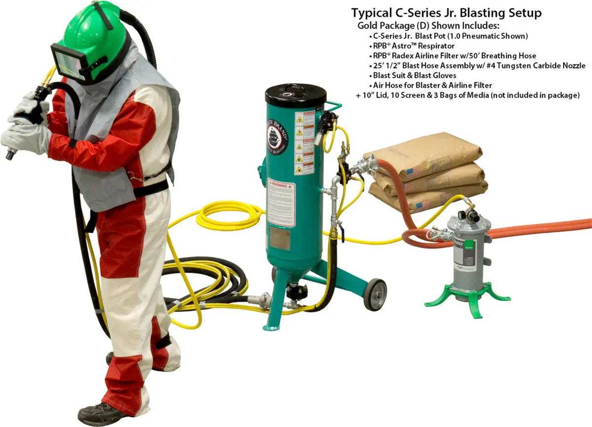 Pirate Brand, C-Series Jr., 1 Cu Ft., Silver Blasting Package - Blast Pot, Portable, Pressure Release System, Pneumatic Controls 2