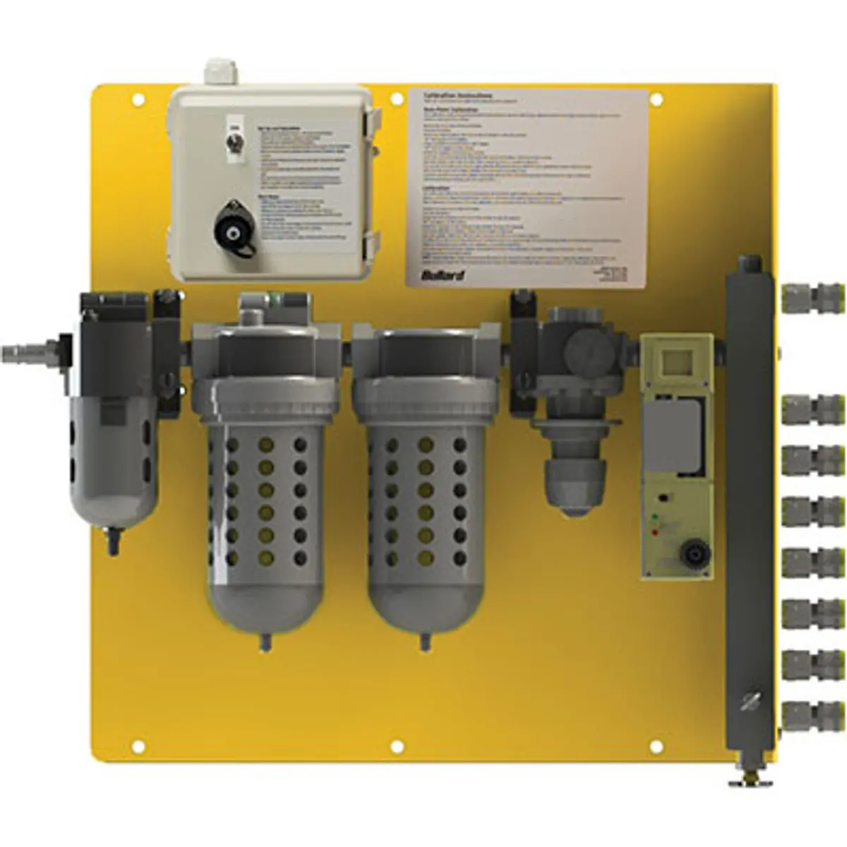 Pirate Brand - Bullard® Cab, 100 Cfm Panel, 10 Ppm Co Sensor, 8 Outlet, 1/4" Industrial Interchange, 1-8 Worker, Panel Mount Air Filter & Co Monitor W/Remote Alarm Jack 1