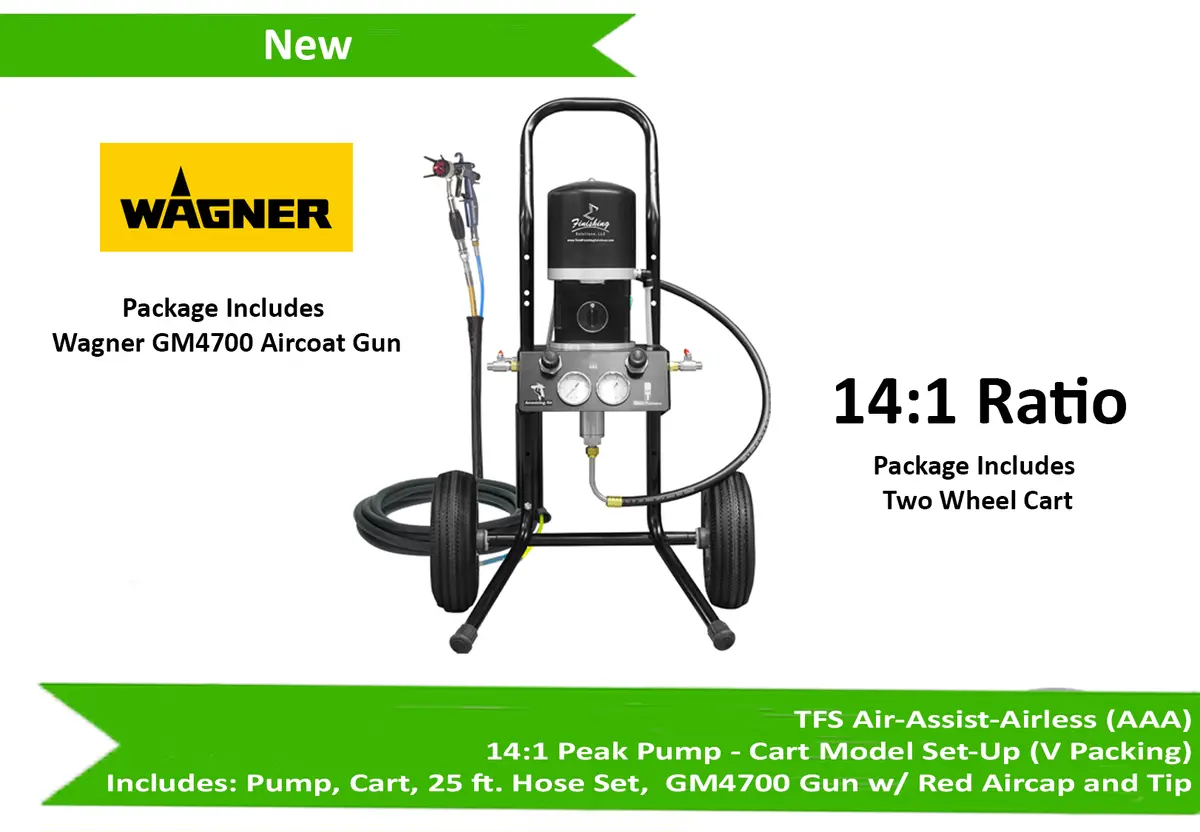 Tfs Label Air-Assist-Airless (Aaa) 14:1 Peak™ Pump - Cart Model Set-Up (V Packing) W/ Gm4700 Gun 1