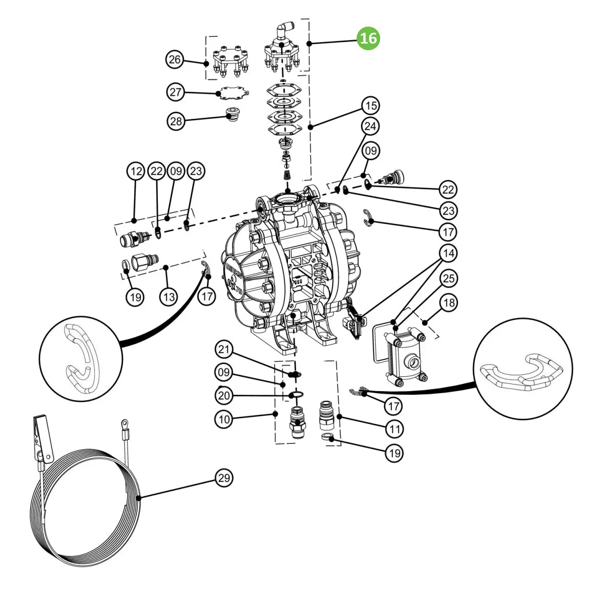 Binks Dxk-16 Regulator Cap & Screws 1
