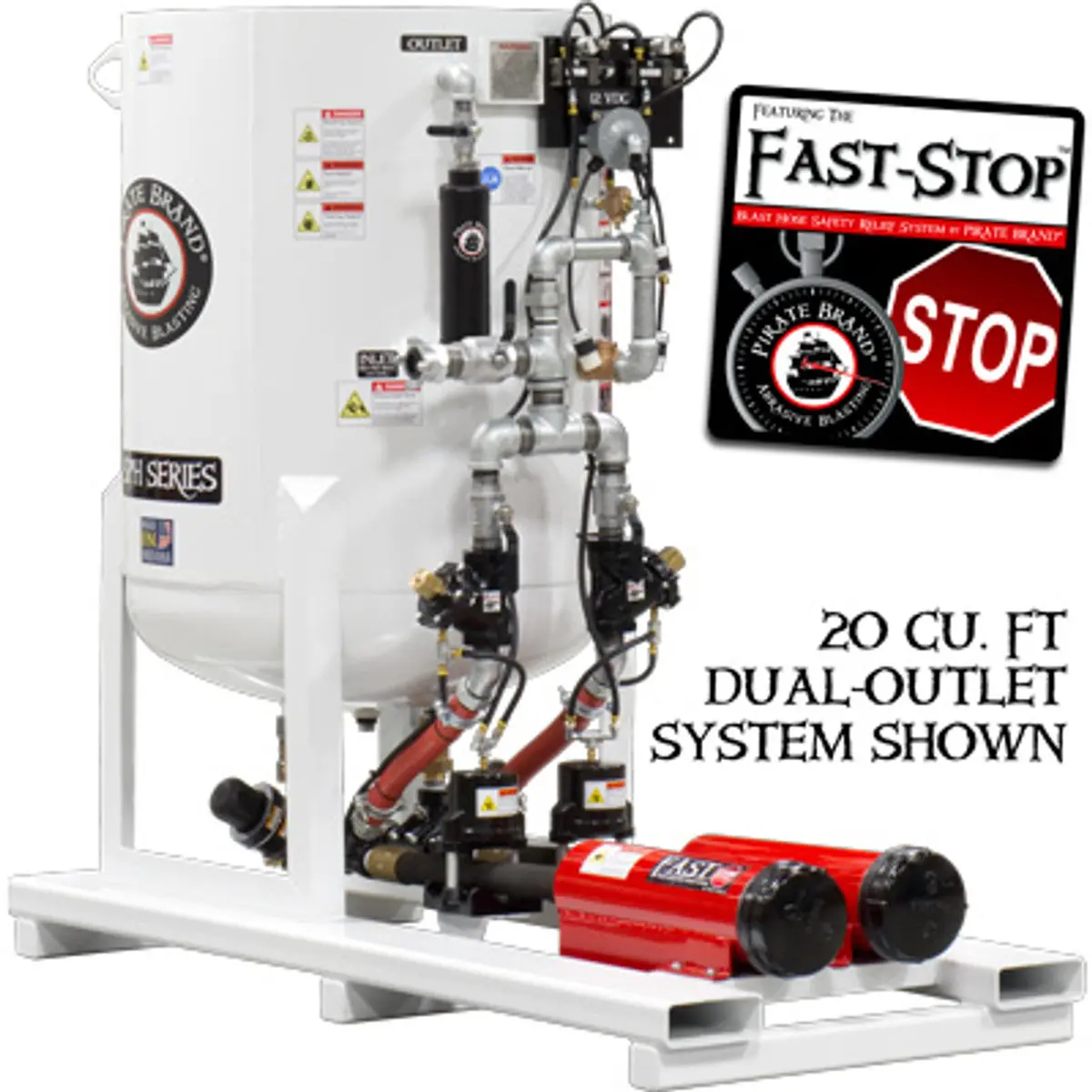 Pirate Brand, S-Series - 20 Cu Ft., Double Outlet, Fast-Stop™ - Blast Pot, Portable, Pressure Hold System, 12Vdc Electric Controls 1