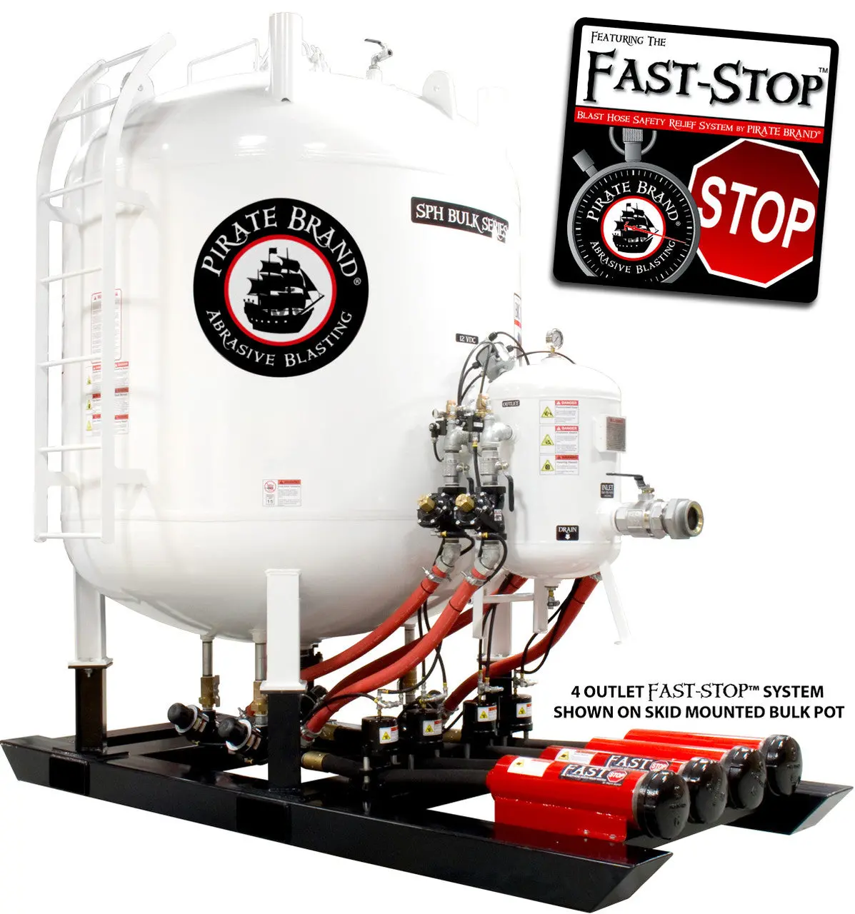 Pirate Brand -  Fast-Stop Blast Hose Safety Relief System, 1-1/2", For 12Vdc Bulk And Small Abrasive Blasters (Customer Install) (Per Outlet) 1