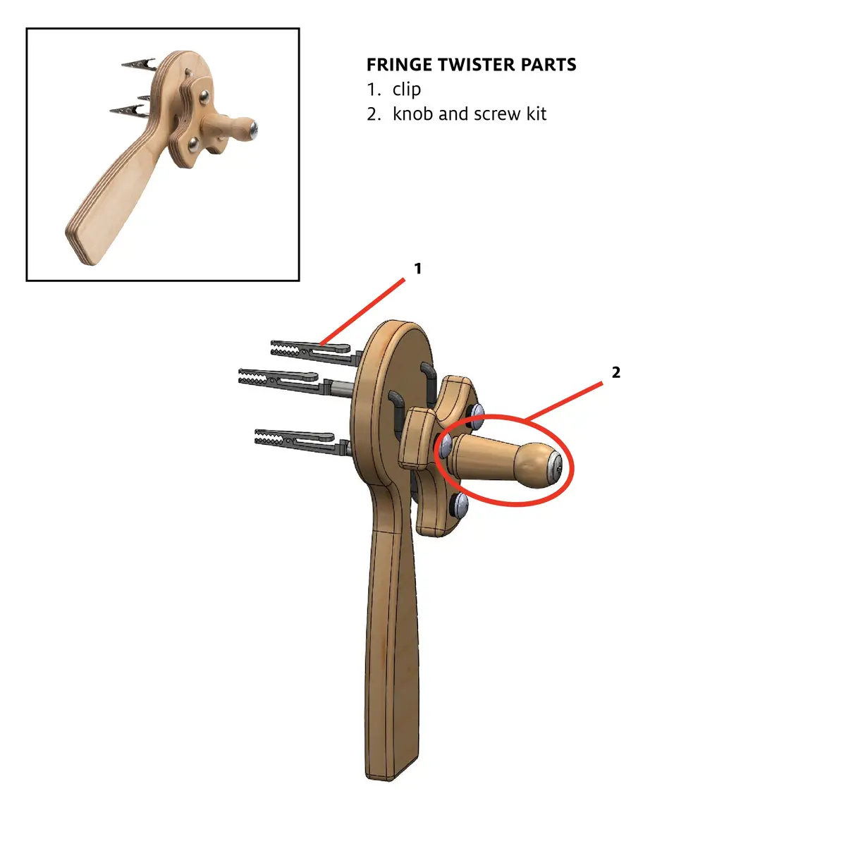 Knob And Screw Kit For Fringe Twister 1