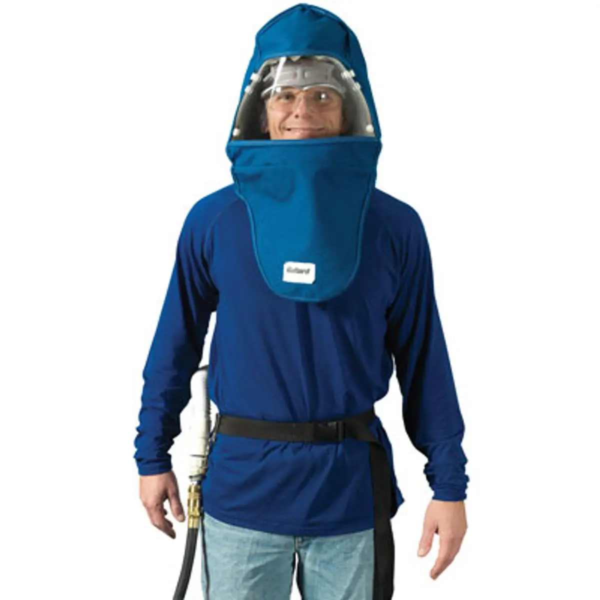 Pirate Brand - Bullard® Gr50, Grinding Free Air Pump Respirator, Blue Nomex Hood, Ratcheted Headband Suspension, F35 Constant Flow 1/2" Industrial Interchange 1