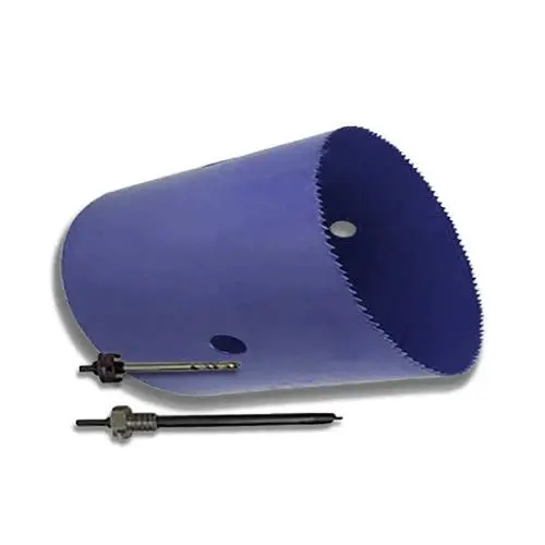 10 7/8" Blue Iat Hole Saw - For Plastic Mainline Pipe, Includes Arbor 1