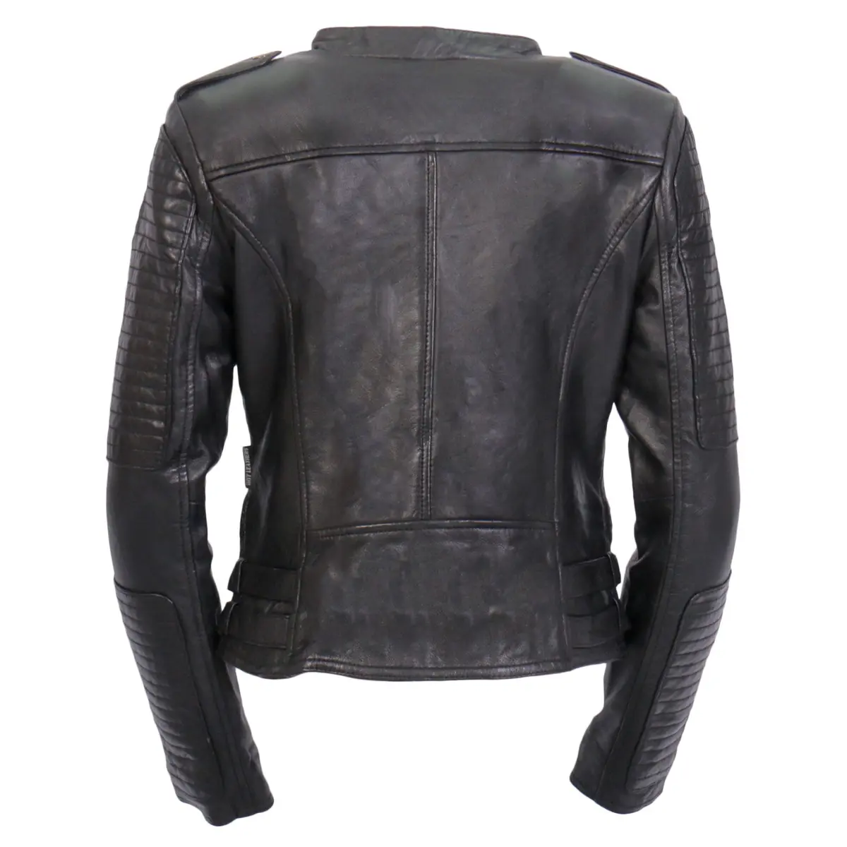 Jkl1030 Ladies Lightweight Motorcycle Black Leather Biker Jacket With Side Buckles 4