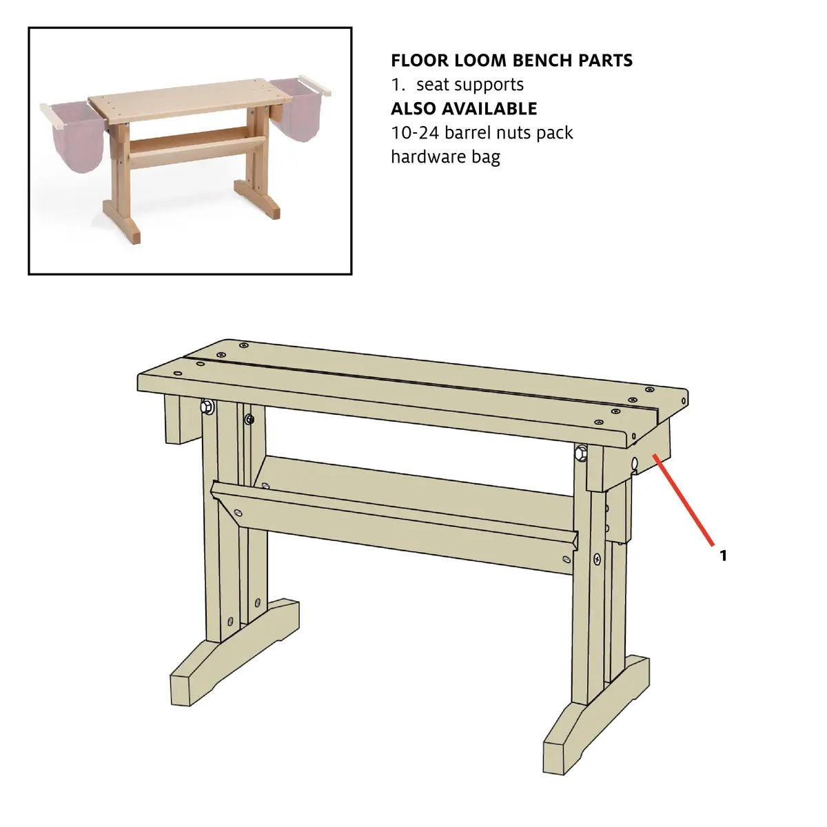 Hardware Bag For Floor Loom Bench 1