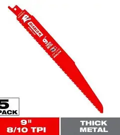 Diablo 9 In. 8/10 Tpi Steel Demon Bi-Metal Reciprocating Saw Blades For Thick Metal Cutting (5-Pack) 2