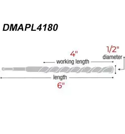 Diablo 1/2" X 4" X 6" Rebar Demon™ Sds-Plus 4-Cutter Full Carbide Head Hammer Drill Bits (25-Pk) 1