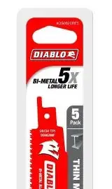 Diablo 6" 20/24Tpi Bi-Metal Reciprocating Saw Blades For Thin Metal (5-Pk) 2