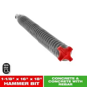 Diablo 1-1/8 In. X 16 In. X 18 In. Rebar Demon Sds-Plus 4-Cutter Full Carbide Head Hammer Drill Bit (1-Piece) 1