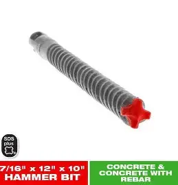 Diablo 7/16 In. X 10 In. X 12 In. Rebar Demon Sds-Plus 4-Cutter Full Carbide Head Hammer Drill Bit 1