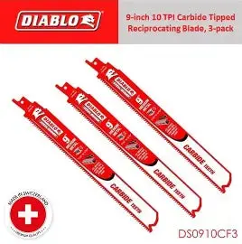 Diablo 9 In. 10 Tpi Steel Demon Carbide Teeth Reciprocating Saw Blades For Medium Metal (3-Pack) 1