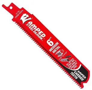 Diablo 6 In. 10 Tpi Amped Steel Demon Carbide Teeth Reciprocating Saw Blades For Medium Metal (3-Pack) 1