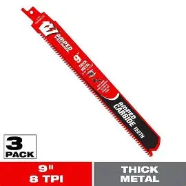 Diablo 9 In. 8 Tpi Amped Steel Demon Carbide Teeth Reciprocating Saw Blades For Thick Metal (3-Pack) 1