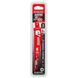 Diablo 6 In. 6/9 Tpi Amped Demo Demon Carbide Teeth Reciprocating Saw Blades For General Purpose Cuts (3-Pack) 2