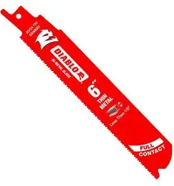 Diablo 6" 20/24Tpi Bi-Metal Reciprocating Saw Blades For Thin Metal (5-Pk) 1