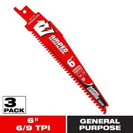 Diablo 6 In. 6/9 Tpi Amped Demo Demon Carbide Teeth Reciprocating Saw Blades For General Purpose Cuts (3-Pack) 1